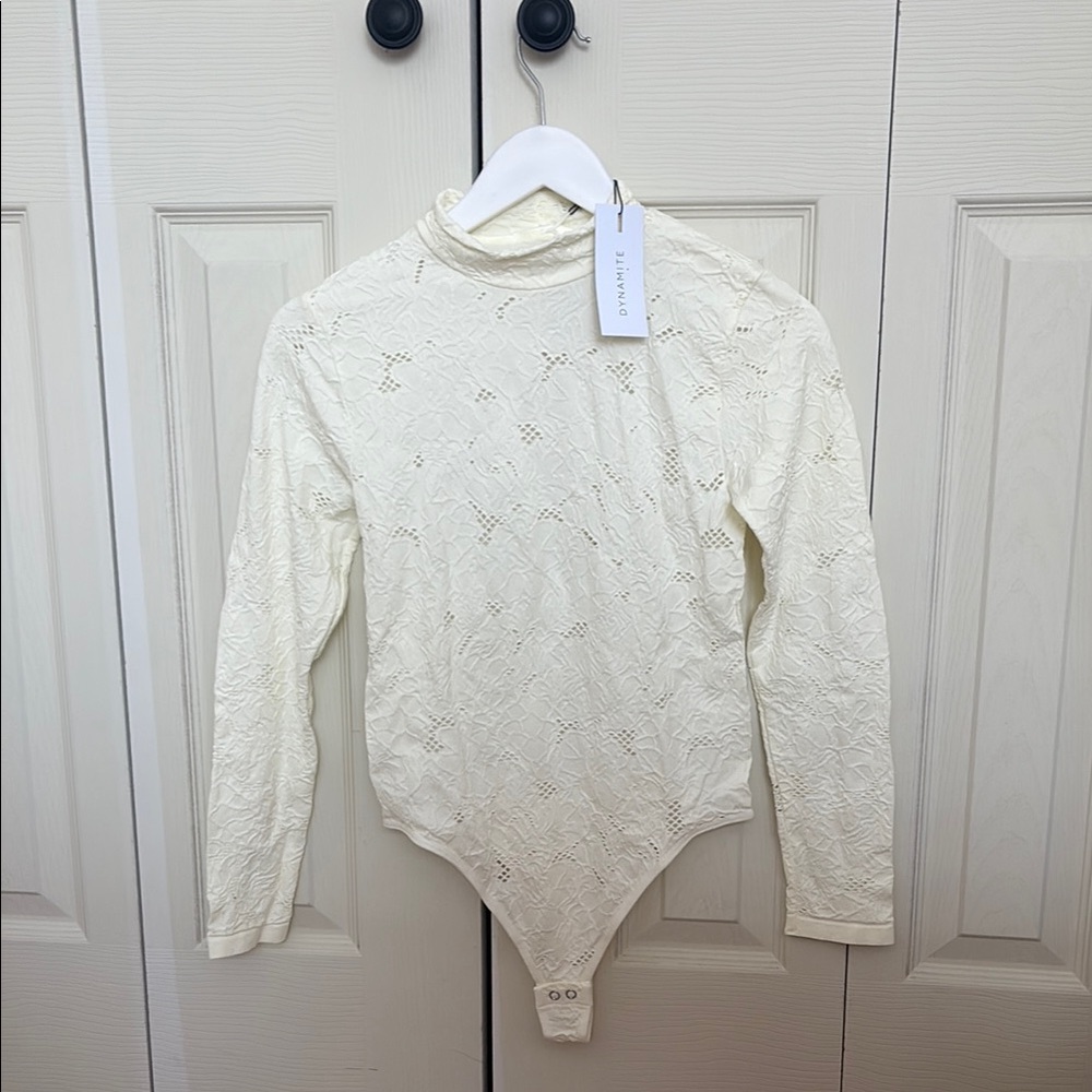 Dynamite Cream Lace Bodysuit Elegant One Piece